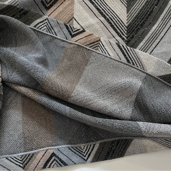 MISSONI Italy Sleeveless Knit Dress Chevron Black Mint Grey Shimmer size 10 - Picture 5 of 9